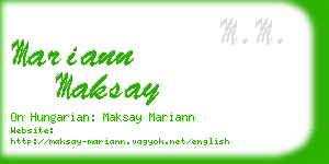 mariann maksay business card